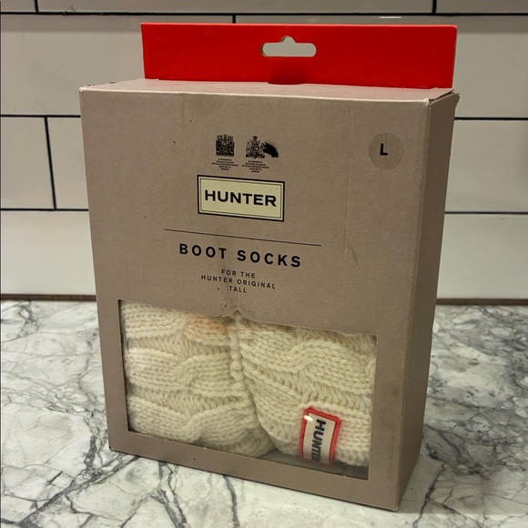 Hunter Accessories - Hunter original Cream Cable-Knit Boot Socks Branded Tab szL brand new